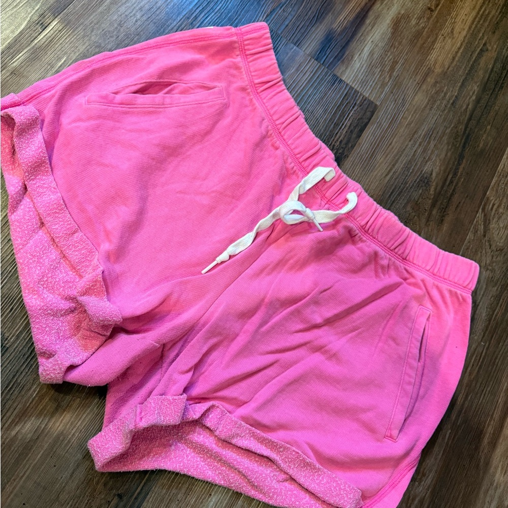 PINK Victoria's Secret Hot Pink Terry Lounge Shorts with White Drawstring